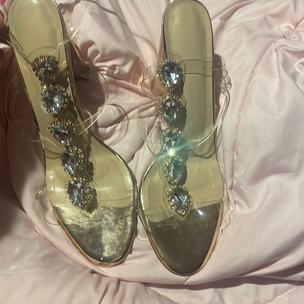 Heels Gold about a 3 inch heel